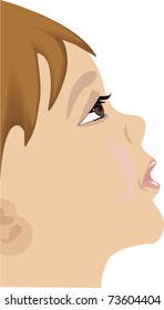 illustration child with sad person in profile
