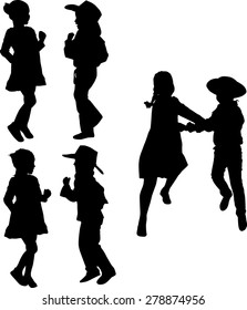 illustration with child silhouettes collection isolated on white background