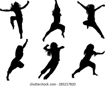 illustration with child silhouettes collection isolated on white background