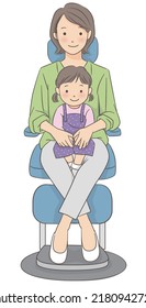 Ilustración de un niño sentado en una silla de otolaringología
