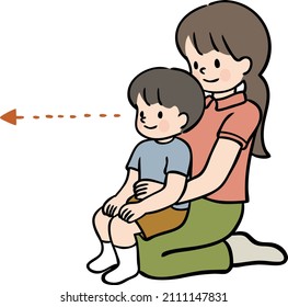 
Illustration of a child sitting on his mother's lap