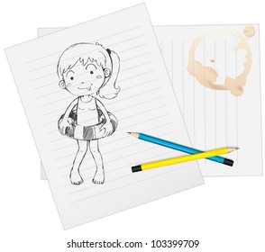 Illustration of a child sketched on paper