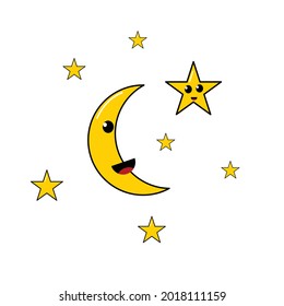 illustration for child star moon vector