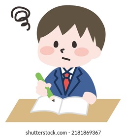 Illustration of a child studying