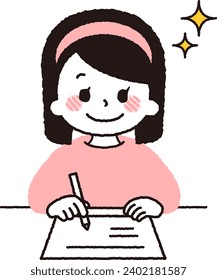 Illustration of a child studying.