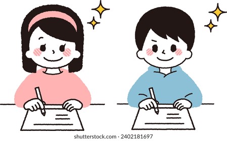 Illustration of a child studying.