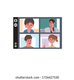 Illustration of a child studying with online classes