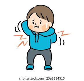 Illustration of a child suffering from an itchy back.