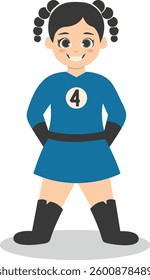 Illustration of Child with Superhero Costume. Isolated on White Background.