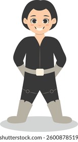 Illustration of Child with Superhero Costume. Isolated on White Background.