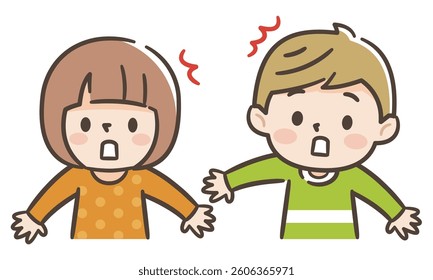Illustration of a child with a surprised expression, simple vector illustration