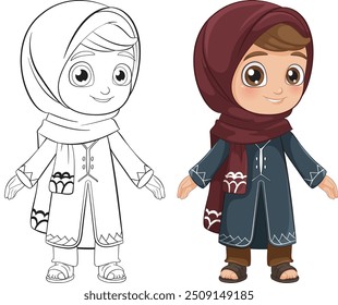 Illustration of a child in traditional attire
