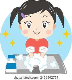 Illustration of a child washing hands