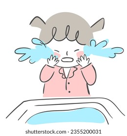 Illustration of a child washing her face