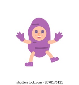 illustration of a child wearing a purple sweet potato costume. happy purple sweet potato day. celebrate party, carnival, event. flat cartoon style. vector design. element