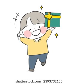 An illustration of a child who is glad to receive a gift.