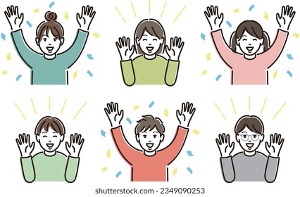 Illustration of a child who is happy to raise his hand
