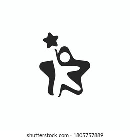 Illustration of a child who was reaching his dreams are depicted with stars , could be used to design the logo and icon
