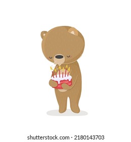 Illustration of a childish cartoon happy bear holiday for print, poster, greeting card