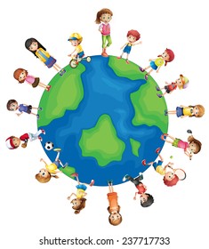 Illustration of children all around the world