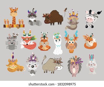 
Illustration for children animals, items in the scandinavian style 

Seth animals in scandinavian style