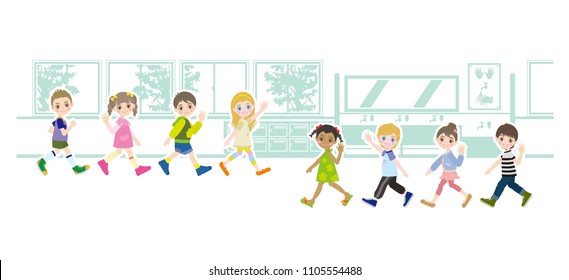 Illustration of children and background