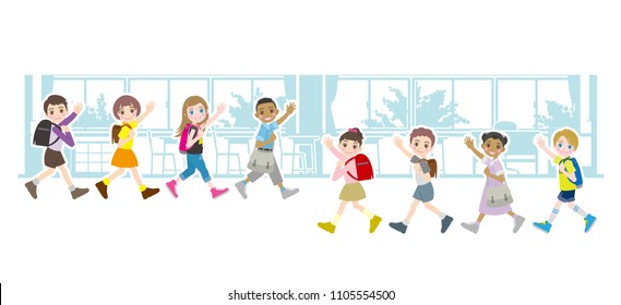 Illustration of children and background