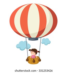 Illustration of children in a balloon vector