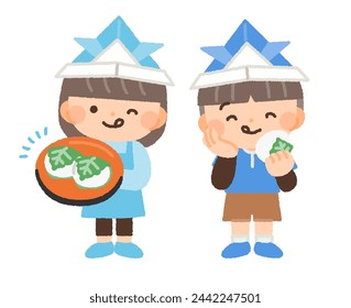illustration of children with carnations on mother's day
