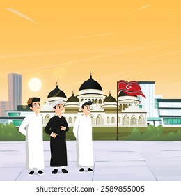 Illustration of children celebrating the month of Ramadan
