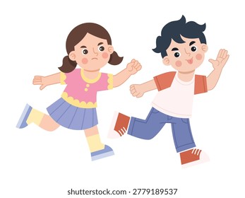 illustration of children chasing each other