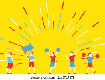 illustration of children cheer team