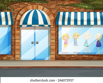 Illustration of a children clotes shop