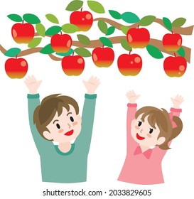 Illustration Of Children Doing Apple Picking