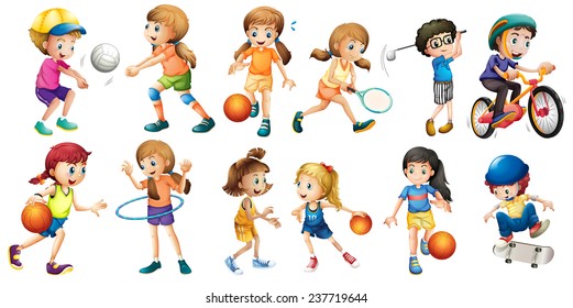 Illustration of children doing different sport