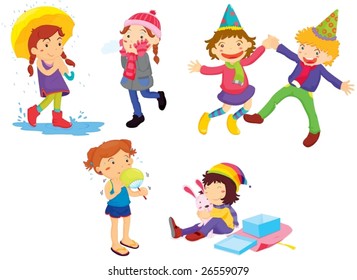 an illustration of children doing different things