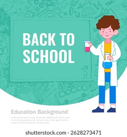 Ilustración de niños con fondo de educación para el concepto de regreso a la escuela
