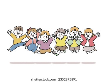 Illustration of children energetically jumping