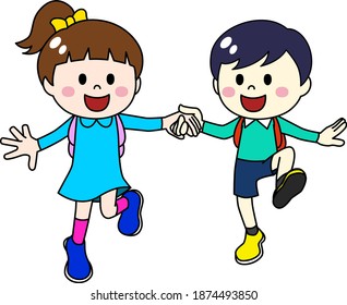 Ilustración de los niños que disfrutan de una excursión