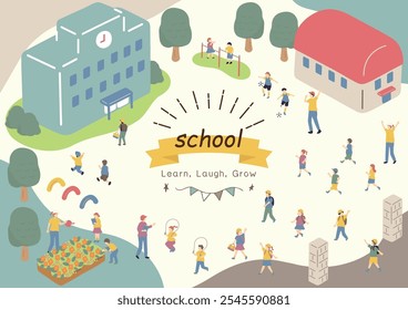 illustration of children enjoying school life