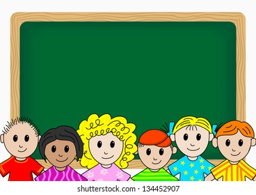 Illustration Children Front Blackboard Stock Vector (Royalty Free ...