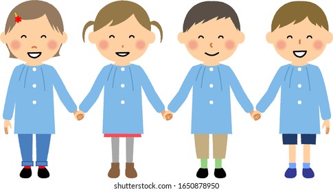 Illustration of children holding hands.