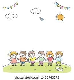 Illustration of children holding hands.