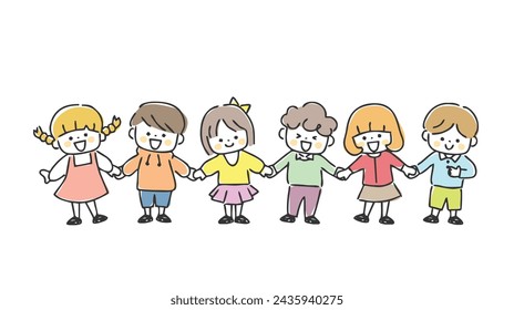 Illustration of children holding hands.