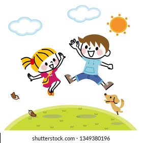 Illustration of children jumping.