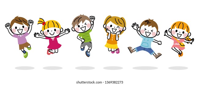 Illustration of children jumping.