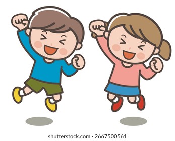 Illustration of children jumping energetically