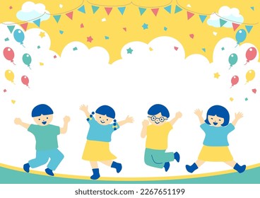 Illustration of children jumping joyfully