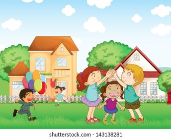 Illustration Of The Children Playing Outside