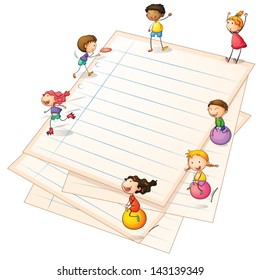 Illustration of the children playing at the paper borders